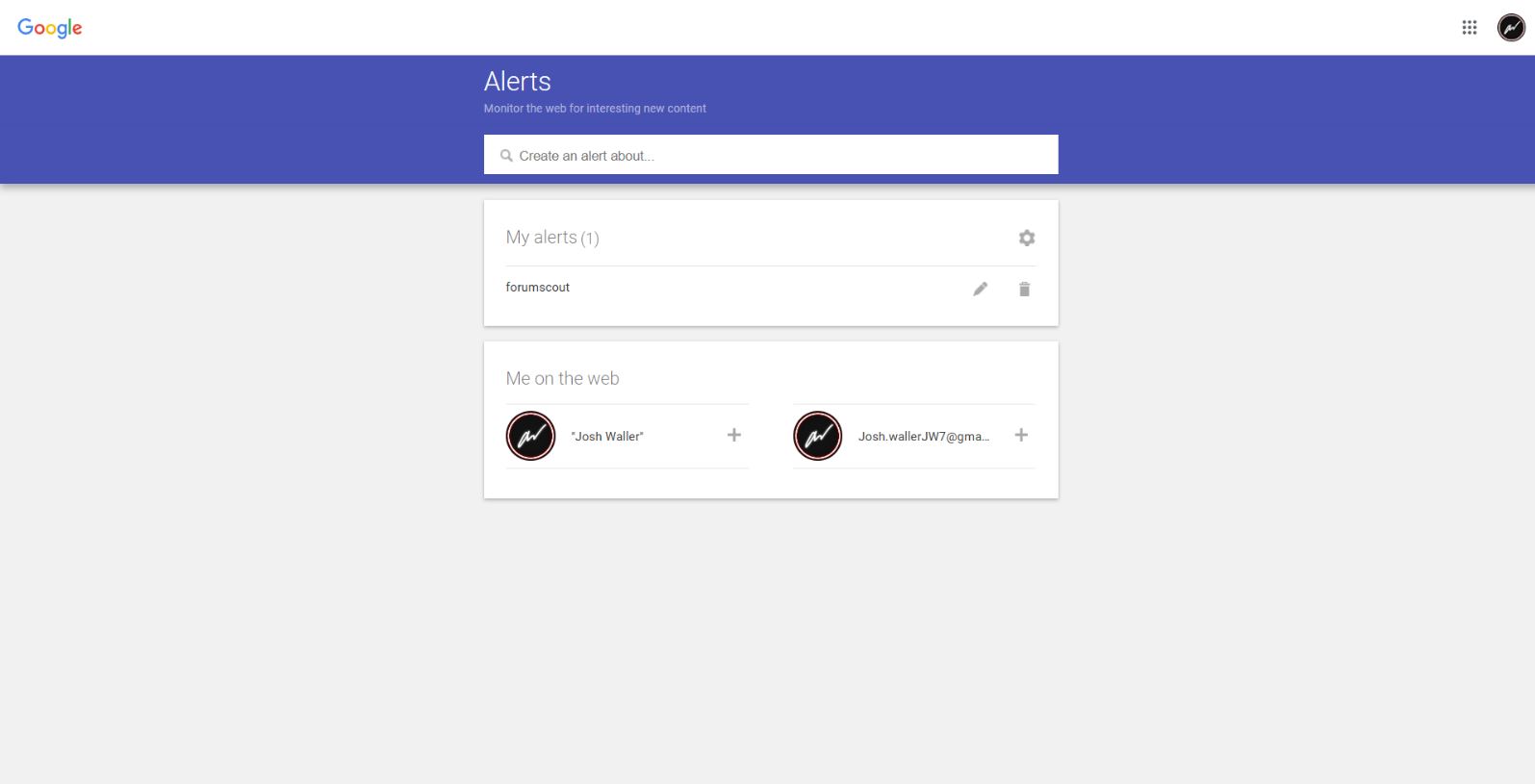 Google Alerts' free social listening tool homepage